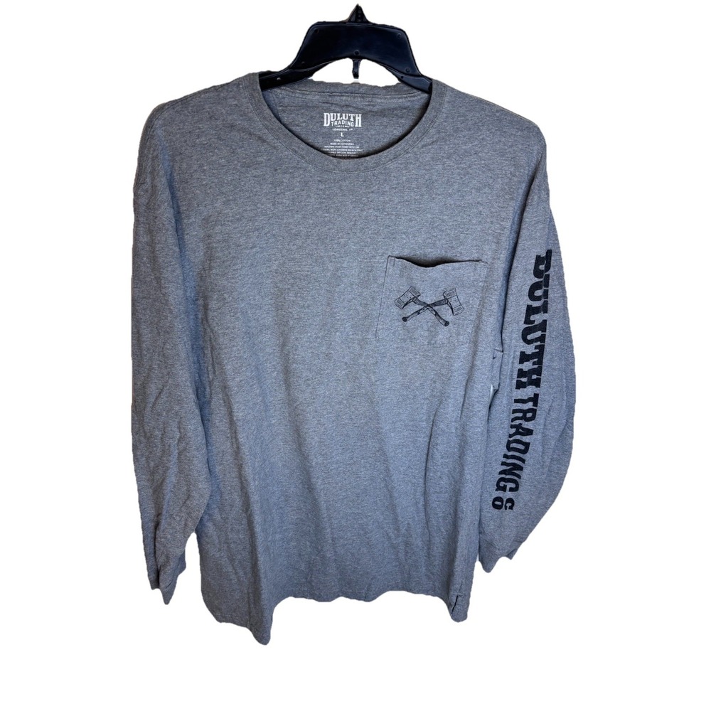 Duluth Trading Co Gray Chopping Wood & Looking Good Longtail T-Shirt Mens LG
